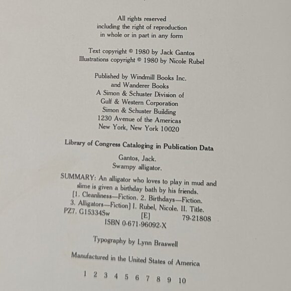 Swampy Alligator Hardcover 1st Edition 1980 Ex-Library Book - Picture 10 of 14